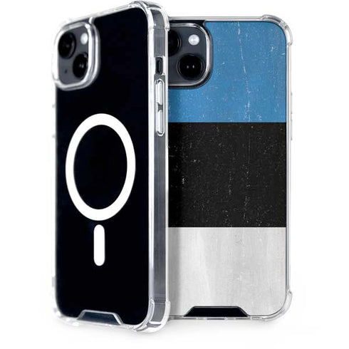 Estonia Flag Distressed iPhone 15 Plus MagSafe Case